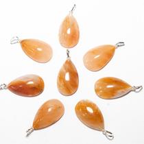Pingente Gota Aragonita Raio Laranja Natural com Pino em Prata 950 - Atacado Pingente Gota Aragonita Raio Laranja Natural com Pino em Prata 950 - Atacado