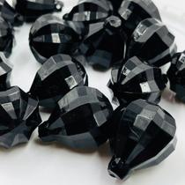 Pingente Gota Balão Facetada 30x27mm 20pçs Acrílico Preto