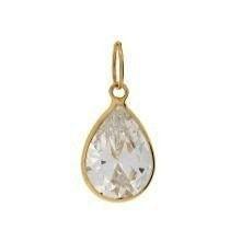 Pingente Gota Branca Ponto de Luz Ouro 18k 750