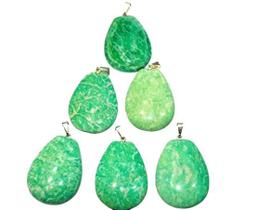 Pingente Gota de Amazonita Verde Natural com Pino Prateado - 35mm - Atacado