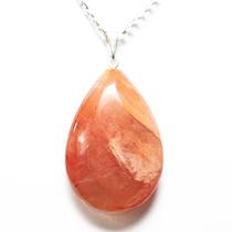 Pingente Gota de Aragonita Vermelha Natural com Pino Prateado - Atacado