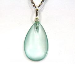 Pingente Gota de Obsidiana Verde em Prata 950 - Atacado