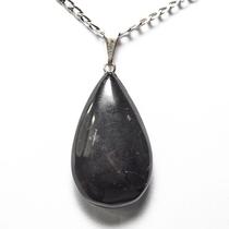 Pingente Gota de Ônix Preto Natural com Montagem em Pino Prateado - Atacado