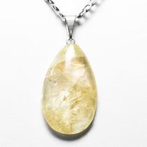 Pingente Gota de Pedra Citrino Bombardeado com Montagem em Pino Prateado - Atacado