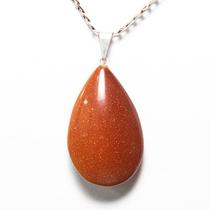 Pingente Gota de Pedra do Sol com Montagem em Pino Prateado - Atacado