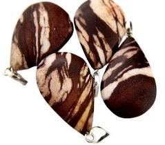 Pingente Gota de Pedra Jaspe Brecha Castoação com Pino em Prata 950 - Atacado