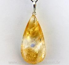 Pingente Gota de Pedra Natural Citrino Amarelo com Pino em Prata 950 - Atacado