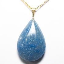 Pingente Gota de Quartzo Azul Natural com Montagem em Pino Dourado - Atacado