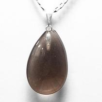 Pingente Gota de Quartzo Fumê Natural com Montagem em Pino Prateado - Atacado