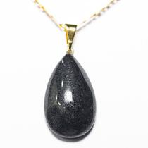 Pingente Gota de Quartzo Preto Natural com Montagem em Pino Dourado - Atacado Pingente Gota de Quartzo Preto Natural com Montagem em Pino Dourado - Atacado