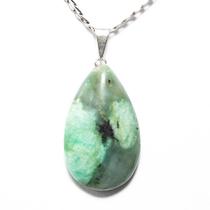 Pingente Gota de Xisto e Esmeralda Natural com Pino Prateado - Atacado Pingente Gota de Xisto e Esmeralda Natural com Pino Prateado - Atacado
