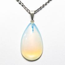 Pingente Gota Opalina Pedra da Lua com Montagem em Pino Prateado - Atacado