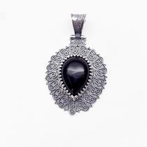 Pingente Gota Prata de Bali com Onix Prata 925 Pingente Gota Prata de Bali com Onix Prata 925