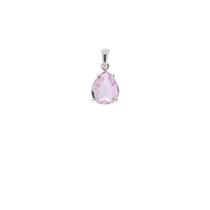 Pingente Gota Rosa Translucido em Prata 925 Pingente Gota Rosa Translucido em Prata 925