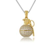 Pingente Granada Cravejada 10 mm Prata e Banho de Ouro 18k