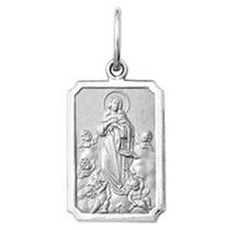 Pingente Grande 2cm Modelo Retangular Santos Ouro Branco 18k ( 29 Santos ) K270 Pingente Grande 2cm Modelo Retangular Santos Ouro Branco 18k ( 29 Santos ) K270