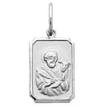 Pingente Grande 2cm Modelo Retangular Santos Ouro Branco 18k ( 29 Santos ) K270