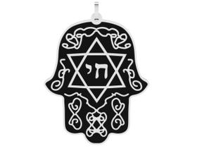 Pingente hamsa prata resinado 950