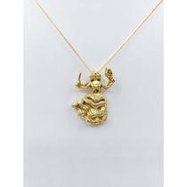 Pingente iansã cravejado com micro zircônias banhado a ouro