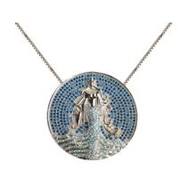 Pingente Iemanjá Banhada Em Rhodium e Cravejada azul