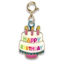 Pingente Infantil Menina Charm Bolo de Aniversário Dourado Charm It