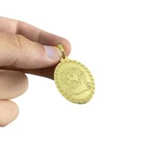 Pingente Jesus Cristo Old School Oval M - Banhado A Ouro 18K Pingente Jesus Cristo Old School Oval M - Banhado A Ouro 18K