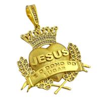 Pingente Jesus é o Dono Cravejado m - Banhado a Ouro 18k