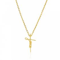 Pingente Jesus Manuscrito + Corrente Bailarina Em Ouro 18k