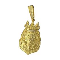 Pingente King Leão Coroa G - Banhado A Ouro 18K