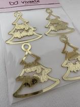Pingente Lembrancinha Presente Árvore de Natal 6 cm Acrílico Dourado 4 Un Vivarte - Inspire sua Festa Loja