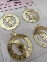 Pingente Lembrancinha Presente Papai Noel 5 cm Acrílico Dourado 4 Un Vivarte - Inspire sua Festa Loja