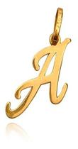 Pingente Letra A Manuscrito 16mm Ouro 18k 750 Peso 0.50 Gramas