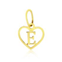 Pingente Letra Coração "E" 1cm em Ouro 18K Pingente Letra Coração "E" 1cm em Ouro 18K