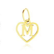 Pingente Letra Coração "M" 1cm em Ouro 18K Pingente Letra Coração "M" 1cm em Ouro 18K