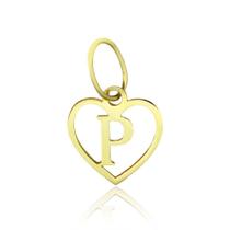 Pingente Letra Coração P 1Cm Em Ouro 18K Pingente Letra Coração P 1Cm Em Ouro 18K