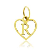 Pingente Letra Coração R 1Cm Em Ouro 18K Pingente Letra Coração R 1Cm Em Ouro 18K