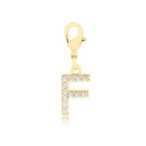 Pingente Letra F Com Pedras De Zircônia Folheado A Ouro Pingente Letra F Com Pedras De Zircônia Folheado A Ouro