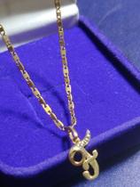 Pingente Letra F Pedras Brilhantes Ouro 18 Kilates Amarelo e Branco Peso 0.50 Gramas 12mm