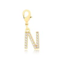 Pingente Letra N Com Pedras De Zircônia Folheado A Ouro Pingente Letra N Com Pedras De Zircônia Folheado A Ouro
