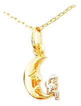 Pingente Lua E Anjo Em Ouro 18k 750 (cod30y)