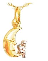 Pingente Lua E Anjo Em Ouro 18k 750 (cod30y)
