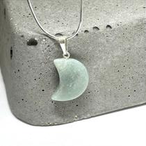 PINGENTE LUA QUARTZO VERDE MINI-SAÚDE - Prata 950 e Pedra Natural PINGENTE LUA QUARTZO VERDE MINI-SAÚDE - Prata 950 e Pedra Natural