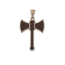 Pingente Machado Xangô Marrom Escuro 3,5 cm Metal Niquelado