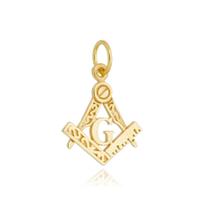Pingente Maçonaria Compasso Esquadro Ouro Amarelo 18 Kl