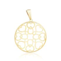 Pingente Mandala Coração Vazada em Ouro 18K