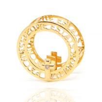 Pingente Mandala Duplo Pai Nosso Ouro 18k Com Diamante 14mm