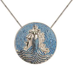 Pingente mandala iemanjá banhada a rhodium cravejado