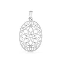 Pingente Mandala Oval Floral 20X30 Em Prata 925 Pingente Mandala Oval Floral 20X30 Em Prata 925