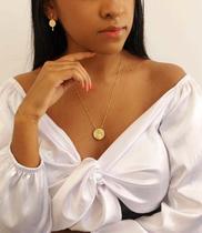 Pingente mandala pequeno iansã cravejado banhado a ouro 18k