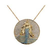 PINGENTE MANDALA Pequeno IEMANJÁ BANHADA A OURO 18K CRAVEJADA